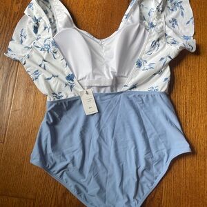 Coral Reef Swim swim suit one piece plus size blue and white new with tags